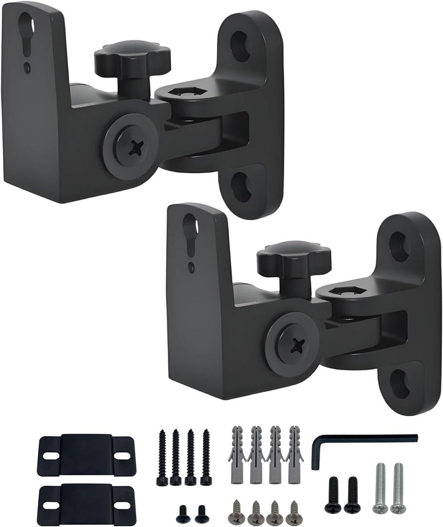 Speaker Wall Mount,All Metal Wall Speaker Mount Bracket for Small Speakers Swivel & Tilt,Hold up to 30lbs,DA-212 (2 Packs Black)