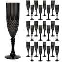 CHICERA 24 Pcs Black Plastic Champagne Flutes，Black Champagne Glasses Bulk, Made of Durable Plastic Material Can be Used for Weddings, Everyday Fun Parties and More!