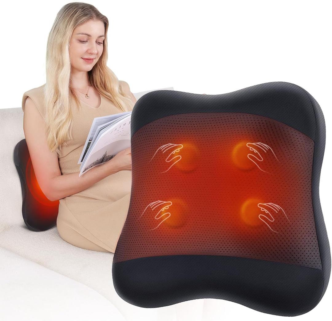 KINGJOY 2-in-1 Cordless Shiatsu Back Massager with Heat, Upgraded 4D Liftable Massage Nodes & Dual-Side Heating, Deep Tissue Kneading for Back Pain Relief, Gift for Women Men, Home Office Use
