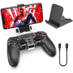 OIVO PS4 Controller Phone Mount Clip - Mobile Gaming Clamp Bracket Holder with Adjustable Stand for Dualshock 4 Controllers