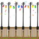 6 Pack Deck String Light Poles with Adjustable 3" Clamp, Outdoor Light Poles for String Lights Christmas Garden Backyard Deck Fence Railing Hanging Bird Feeders, Lanterns, Wind Chimes (28 Inch)