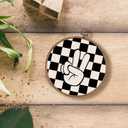 KSDUT Retro Classroom Wall Decor Art - Black Checkered Preppy Wall Art Canvas Frame Hanging Prints, Peace Sign Trendy Wall Art Decor for Home Boys Room Dorm Decorations 10"x10"