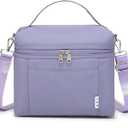 NOL Natural Organic Lifestyle Insulated Lunch Bags for Women Cooler Bag Lightweight Nylon Waterproof Lunch Box For Work (Light purple, Medium(normal))