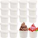 75 Pack Paper Food Containers with Lids, 8 Oz Cardboard Ice Cream Portion Cups, Reusable To Go Hot Dessert Bowls for Christmas Thanksgiving Gathering, White