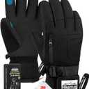 Hikenture Snow Gloves for Men&Women, 3M Thinsulate Waterproof Skiing Gloves with Pocket and Touchscreen Functionality (X-Large, Black)