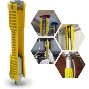 Basin Wrench, Faucet and Sink Installer Tool Multifunctional Plumbing Tool Pipe Extractor for Sink Bathroom Kitchen Toilet Plumbing (2 Head Yellow)