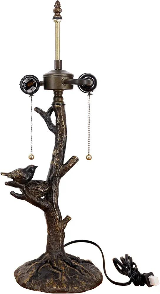 Tiffany Table Lamp Base Replacement Only Fit for Stained Glass Table Lamp Shade, Resin Finished in Bronze with Harp and Final (F (W7H23 Inch))