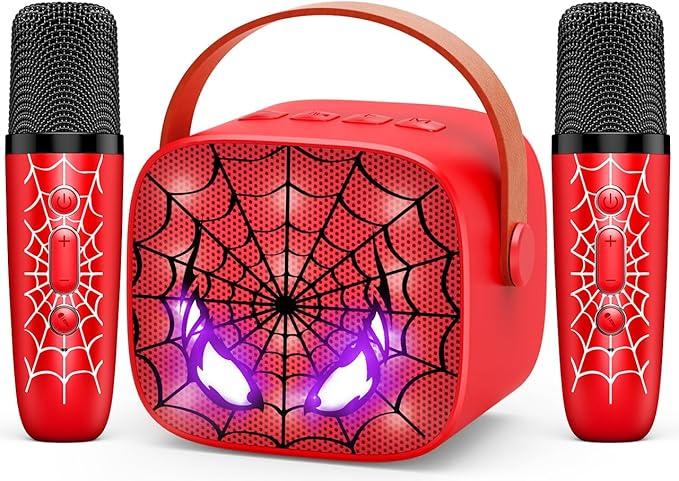 Mini Karaoke Machine Toys Gifts: Kids Toys Christmas Birthday Gifts for 4 5 6 7 8 9 Years Old Girl Boy Stocking Stuffers LED Portable Bluetooth Speaker with 2 Wireless Microphone Girl Gift Age 312+
