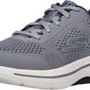 Skechers Men's Go Walk Arch Fit Engineered Mesh Lace Up Sneaker, Grey/ Navy, 10.5