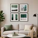 4 Piece Framed Modern Green and White Wall Art, Abstract Minimalist Canvas Artwork Decor, Contemporary Line Pictures Prints Painting for Hallway Bathroom Bedroom Living Room 12x12 Inch