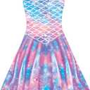 Funnycokid Girls Dress Summer Sleeveless Sundress Birthday Outfit Twirly Mermaid Party Kids 4-15 Years (Purple, L)