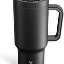 Meoky 32 oz Tumbler with Handle and Flip Straw, 100% Leakproof Tumbler with Lid and Straw, Stainless Steel Insulated Cup, Cupholder Friendly, Keeps Cold for 24 Hours (Night)