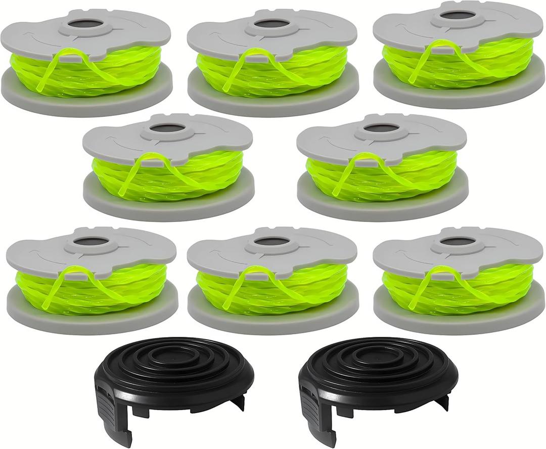 KEYHAO WA0014 Trimmer Line Replacement, for Worx WA0014 WG168 WG184 WG190 WG191 Weed Eater String Edger - 20 ft 0.080" with WA0037 Cap Covers (8 spools, 2 Cap)