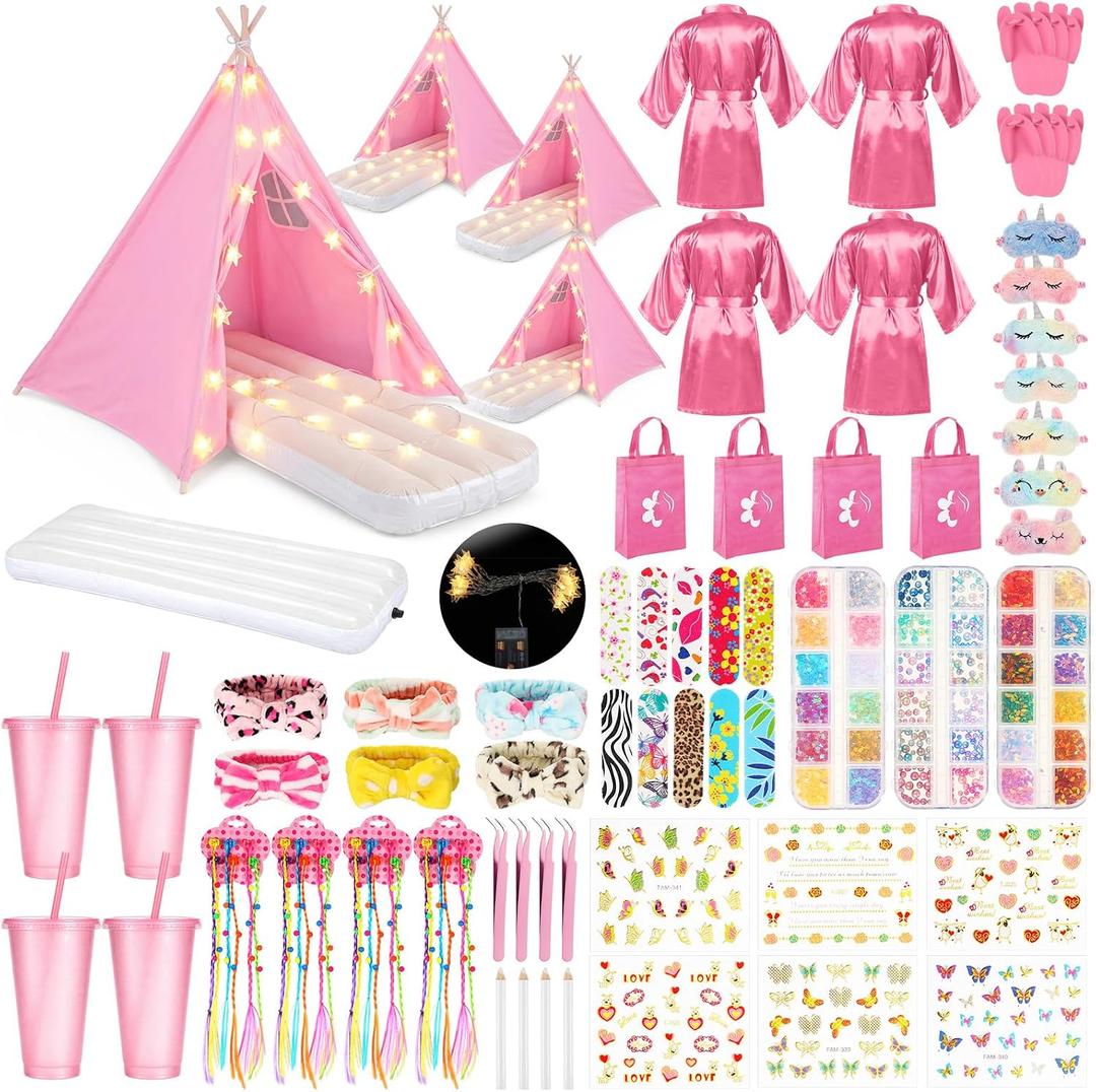 Slumber Party Teepee Tents Bulk, Complete, 4 Pink, 4 Set