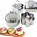 Set of 4 Cake Ring Mold, Stainless Steel 3 inch Round Dessert Mousse Mold with Pusher & Lifter Cooking Rings, Tuna Tartare Mold (Include 4 Rings and 4 Pusher)