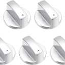 uxcell 5Pcs Gas Stove Knob, 6mm Universal Cooker Replacement Knobs Angle: 0, Durable Metal Surface Switch for Kitchen Cooktop, Gas Stove & Various Ovens(Silver Tone)