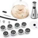 Elegant Cocktail Smoker Kit - Complete Whiskey Drink Smoking Gun with 8 Flavors of Wood Chips, Dome, and Accessories, Adds Flavor to Food and Drinks, Infuser Kit for Indoor Outdoor Use (Silver)