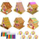 6 Set Christmas Gingerbread Craft KitDIY Wooden Nativity Scene Castle House Kit to Build and Paint,Christian Wood Crafts Art Project Bulk Painting Kits for Winter Christmas Supplies Decoration