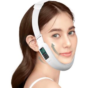 Intelligent Electric Double Chin and V-Shaped Face Machine with 8 Modes & 15 Adjustable Intensities - Women's V-Face Device (White)
