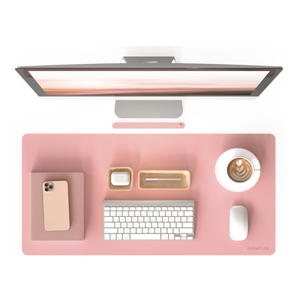 RENMTURE PU Mouse Pad, Faux Leather Large Desk Pad, Home Work Office Accessories, Non-Slip Desk Mat, Waterproof Gaming Pad Desk Blotter (32"x16", Pink) 