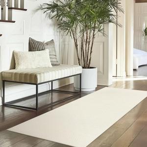 LEEVAN Washable Runner Rugs 2'x5', White Hallway Runner Rug, Hand-Woven Reversible Entryway Rug, Modern Bedroom Farmhouse Bathroom Rugs, Soft Laundry Room Carpet, Long Carpet Sink Foyer
