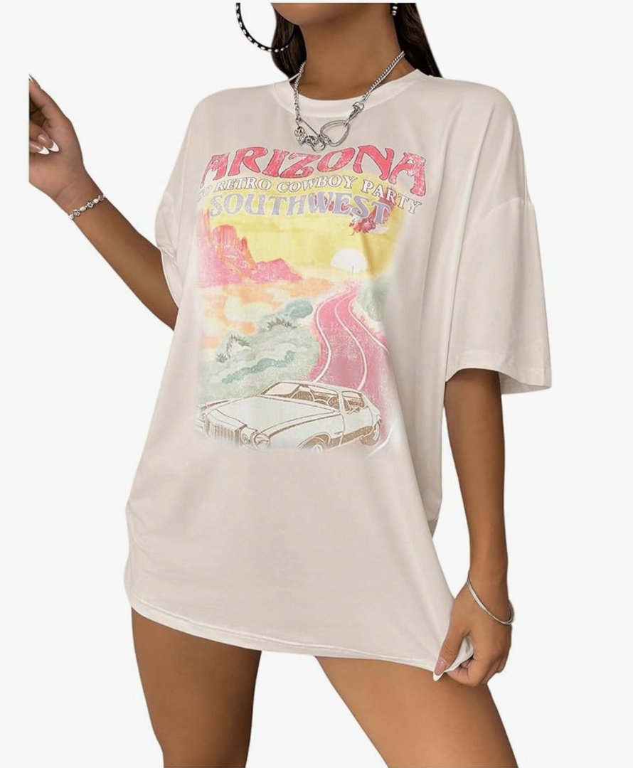 SOLY HUX Women's Graphic Tees Cute Print Short Sleeve Tee Preppy Clothes Casual Vintage Summer Oversized T Shirt Top XS
