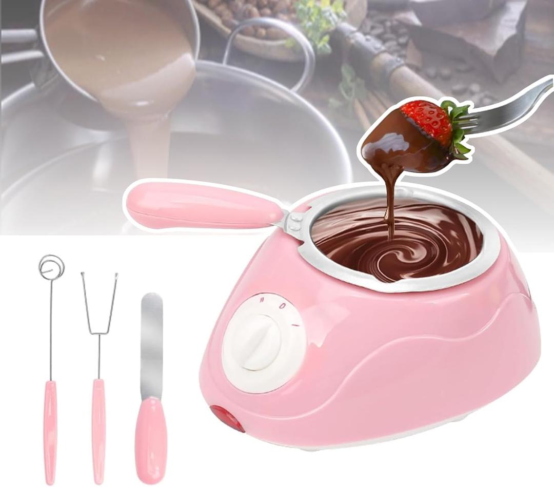 Electric Chocolate Melter for One Person, Adjustable 45-70C, Non-stick, Easy to Clean, Melts Butter, Cheese, Sugar and Wax Quickly,Pink
