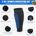 Soccer Shin Guards for Kids Youth, Shin Guards Kids, Calf Compression Sleeve with Honeycomb Pads + Hard Shell Shin Guards with Adjustable Straps for Football Training and Games (Small)