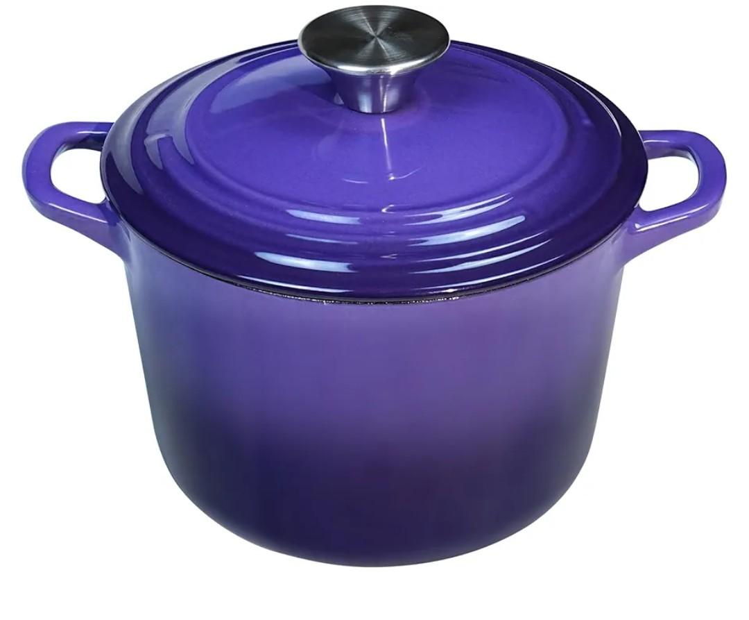 Dutch Oven Pot with Lid 2.8 qt Cast Iron Dutch Oven for Bread Baking Purple Enameled Cast Iron Rice Pot with Handels