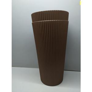 FONTOI 23.6" Tall Planter for Outdoor Plants Set of 2 Large Outdoor Plastic Striped Flower Pots, Front Porch Furniture, Garden Pots, Decorative Planters for Indoor/Outdoor, Patio, Balcony, Brown