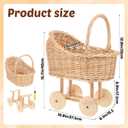 Wicker Flower Girl Basket with Handle Vintage Wicker Baby Carriage for Baby Shower Decorative Woven Rattan Stroller Shaped Flower Basket for Wedding Floral Arrangement
