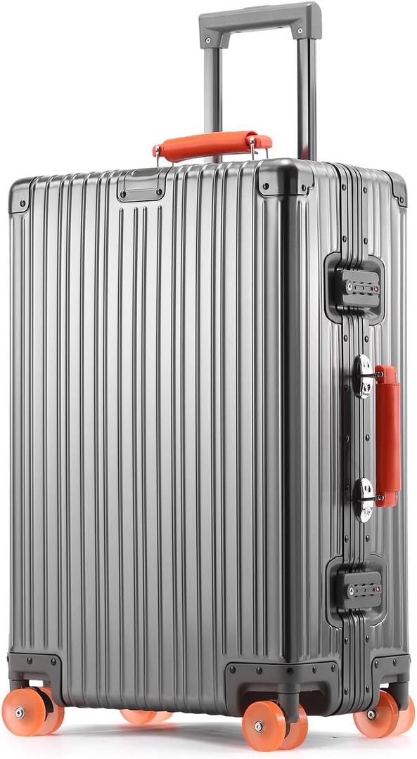 LUGMST 20 Inch All Aluminum Zipperless Carry On Luggage,Hard Shell Suitcase, Grey
