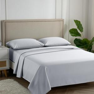 Carressa Linen Luxury Egyptian Cotton 4 PC Queen Size Sheet Set - 600 Thread Count Deep Pocket Fitted and Flat Sheets, Soft, Cooling Extra Long Staple Hotel Quality Bedding with Sateen Weave - Silver
