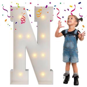 3FT Marquee Light Up Letters - Large Mosaic Balloon Frame Letters for Engagement Wedding Decorations, Backdrop Decor & Party Kit