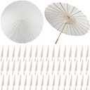 SAYAYA 50 Pieces 33 Inches Large White Paper Umbrellas Parasol Decorative Chinese Japanese Parasol Rainproof Oiled Paper DIY Painting Umbrellas for Wedding Bridal Showers Party Decor (50 PCS)