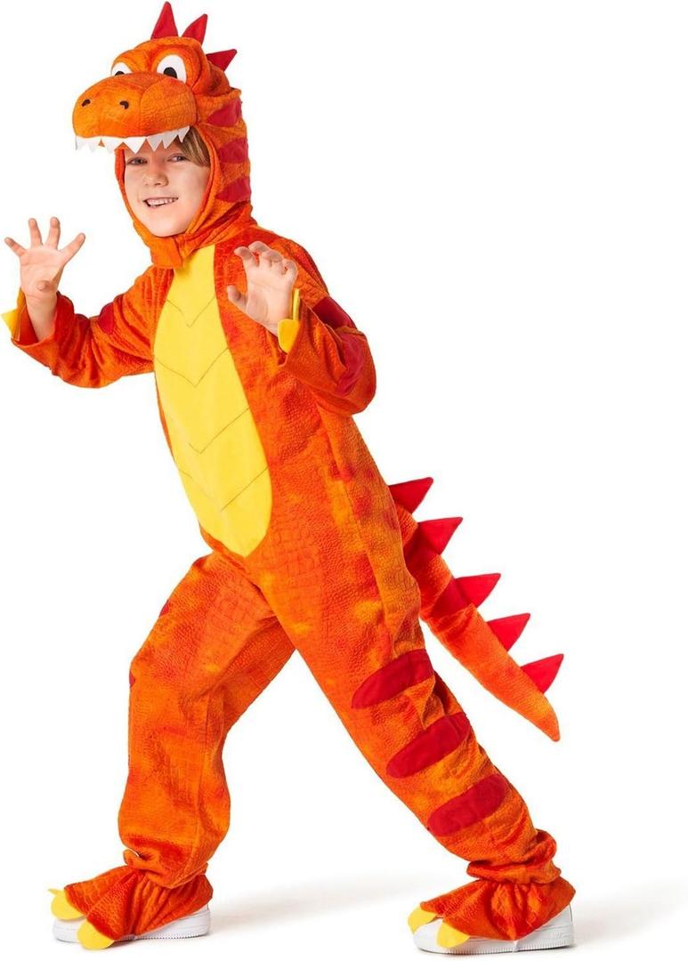 Morph - Orange Dinosaur Costume Kids, Toddler Dinosaur Costume, Kids Dinosaur Costume, Dinosaur Halloween Costume Kids (7-9 Years)