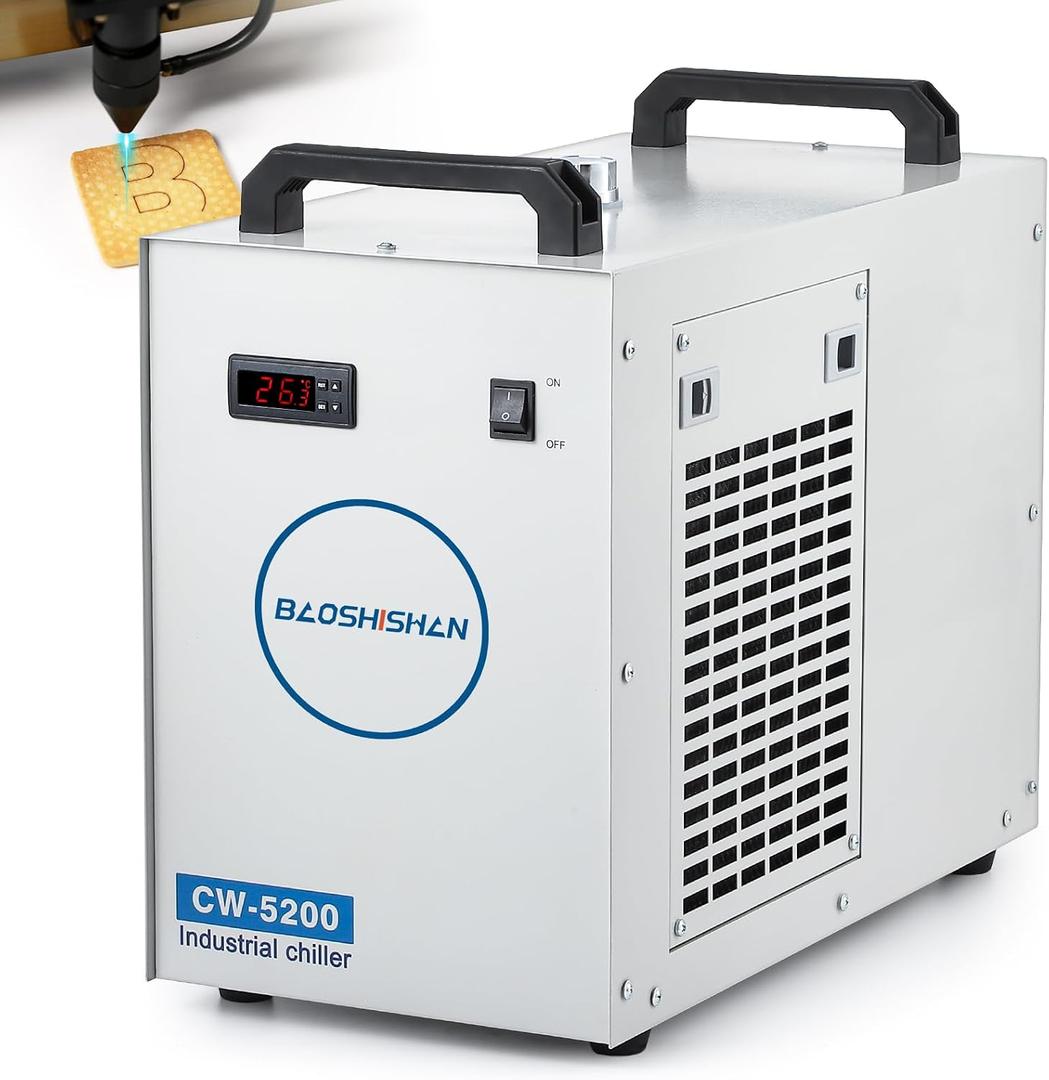 BAOSHISHAN Industrial Water Chiller, CW-5200DG Industrial Water Cooler Cooling System 7L Tank Capacity 0.93HP, for 130W 150W CO2 Laser Engraving Cutting Machine Cooling