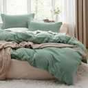 Bedsure Sage Green Duvet Cover Queen Size - 3 Pieces Prewashed Cotton-Like Polyester Extra Soft Bedding Set, Includes 1 Duvet Cover 90x90 Inches with Zipper Closure & 2 Pillow Shams, No Comforter
