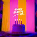 2 x Glow in The Dark Party Supplies 2Packs Neon Party Decorations 6.6 x 6.6 ft Fluorescent Macaron Orange Pink Tinsel Foil Fringe Curtains Glow Photo Booth Prop Backdrop Streamer Birthday Party Decor