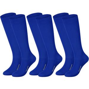 Haysandy 3 Pairs Baseball Socks Bulk Softball Sock Youth High Long Tube Soccer Football Team Boys Girls Adults Sport Sock (Medium, Blue)