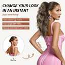FLUFYMOOZ Ponytail Extension, 18 Inch Claw Clip Ponytail Extension, Wavy Curly Claw Clip in Ponytail Hair Extensions, Natural Ponytail Synthetic Hairpiece for Women (Ash Brown with Blonde Highlights)