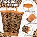 24 Pcs Cheetah Party Reusable Cups with Lid Straw 24 oz Plastic Drink Cups Tumblers Bulk for Themed Party Favor Birthday Gifts Supplies Decorations