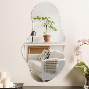 Irregular Wall Mirror, Large 43"x24" Asymmetrical Shaped Frameless Mirror for Living Room Bathroom Bedroom Entryway Modern Home Decor Mirror