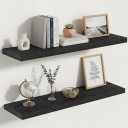Vivelove 10 Inch Deep Floating Shelves 30x10 Set of 2, Black | Easy Install With Hardware, Invisible Brackets, Bathroom Bedroom Living Room Kitchen, No Sagging, For Display and Storage