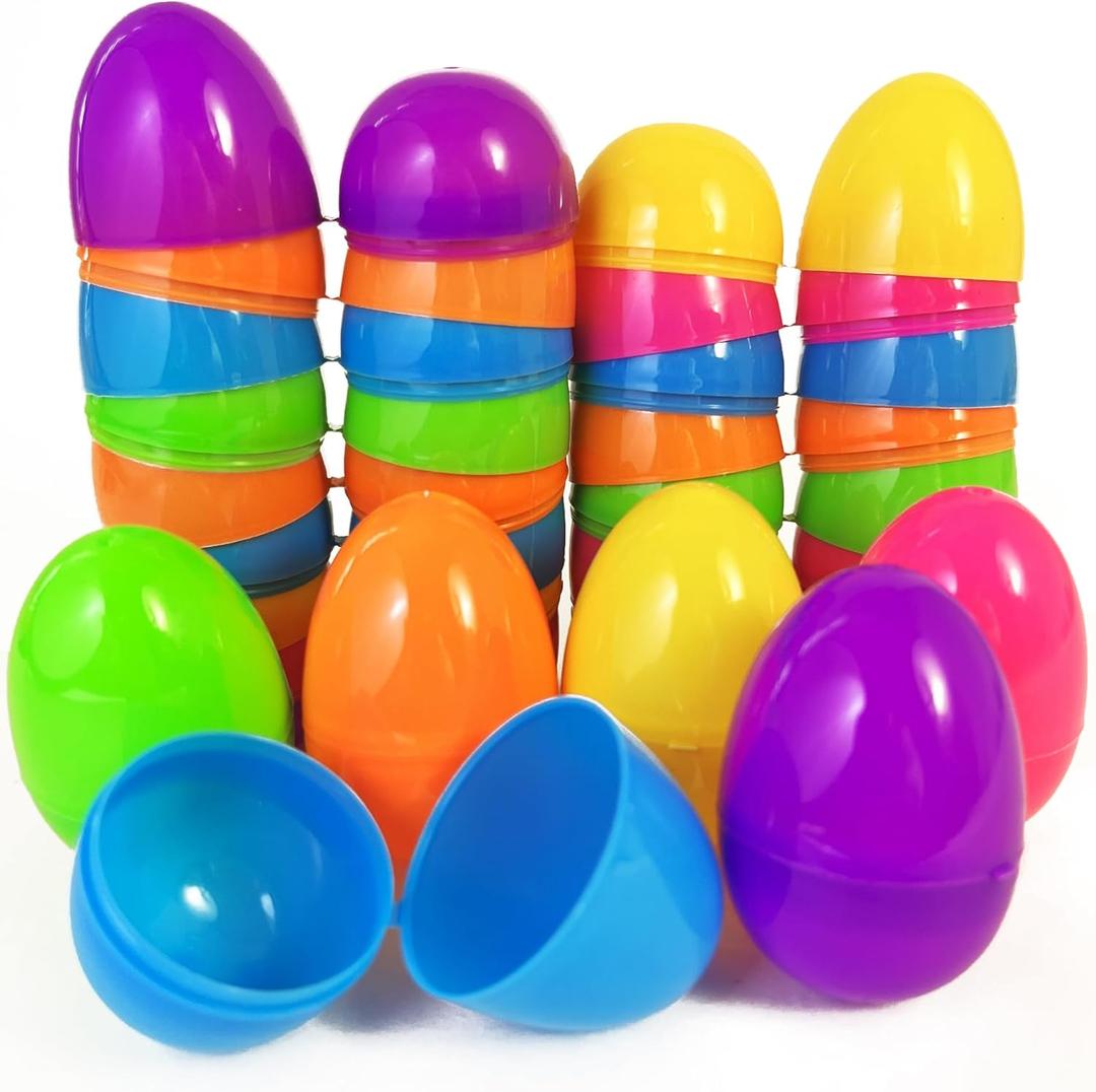UOUYOO Empty Easter Eggs 2.3" Colorful Bright Plastic Easter Eggs for Easter Egg Hunt, Suprise Egg, Easter Hunt 24Pcs