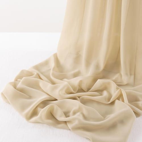 MLMW Chiffon Fabric by The Yard 5 Yards 60" Wide Champagne Wedding Arch Draping Fabric Sheer Material for Party Backdrop Arch Ceiling Decor