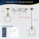 Farmhouse Gold Glass Pendant Light, 9" Hanging Fixture, E26 Base, Medium