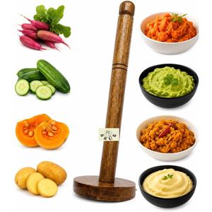 Indian Wooden Adjustable Masher Vegetables Fruits Avocado Dal/Pav Bhaji/Lassi/Potato/Mathu, Ghotni Kitchen Tools & Utensils Perfect for Daily Basis Use