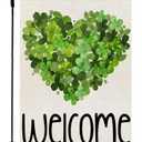 6 x CROWNED BEAUTY St Patricks Day Garden Flag Shamrocks Heart 12x18 Inch Double Sided for Outside Green Small Burlap Welcome Holiday Yard Decoration
