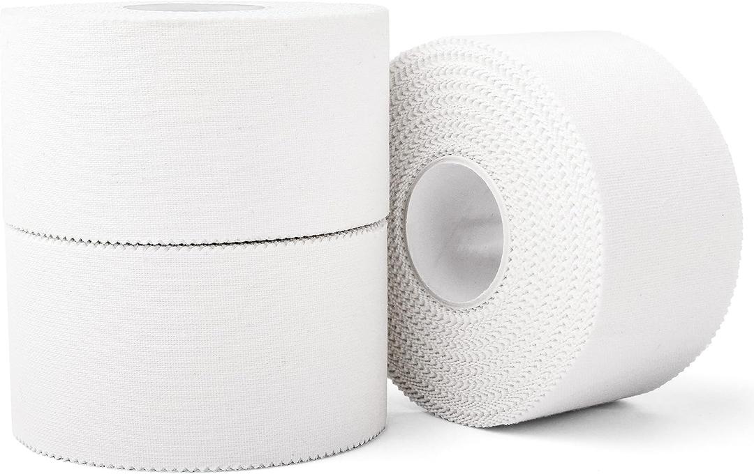 (3 Pack) White Athletic Sports Tape, Very Strong Easy Tear No Sticky Residue Tape for Athlete & Sport Trainers & First Aid Injury Wrap,Suitable for Bats,Tennis,Gymnastics & Boxing1.5in X 35ft